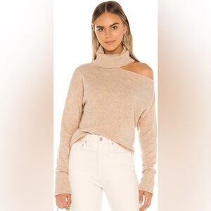 NWT Paige Sweater Raundi Camel Turtleneck cut out long sleeve knit wool blend